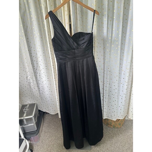 Bill Levkoff Asymmetrical One Shoulder Chiffon Criss Cross Bodice Gown Dress 10 - Picture 4 of 6